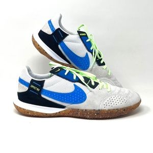 Nike Streetgato Soccer Shoes White Blue DC8466 143 Men's Sneakers Mesh Suede